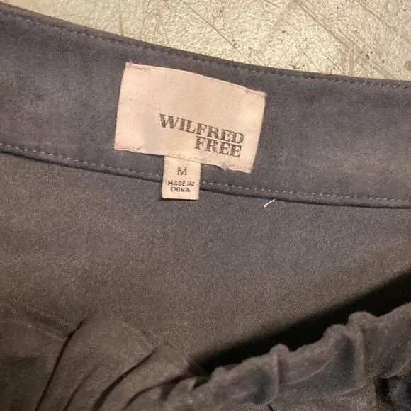 Medium Grey Aritzia Wilfred Free Nescher Faux Suede Wrap Mini Skirt - Picture 4 of 6